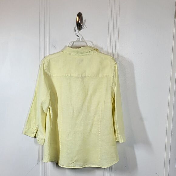 Plus Size Coldwater Creek Yellow Linen Blouse - Picture 2 of 9